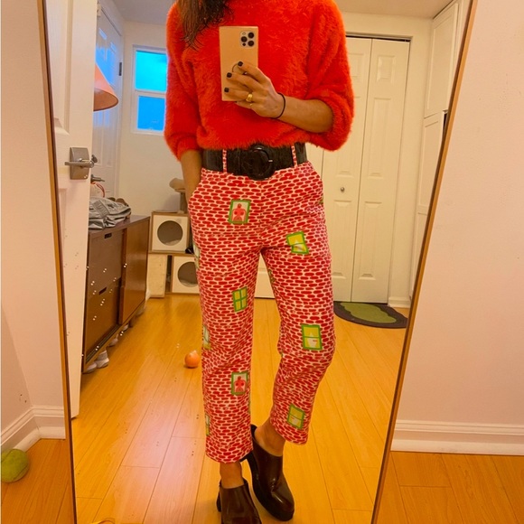 High waisted fashion brand company printed cropped pants - Picture 6 of 6